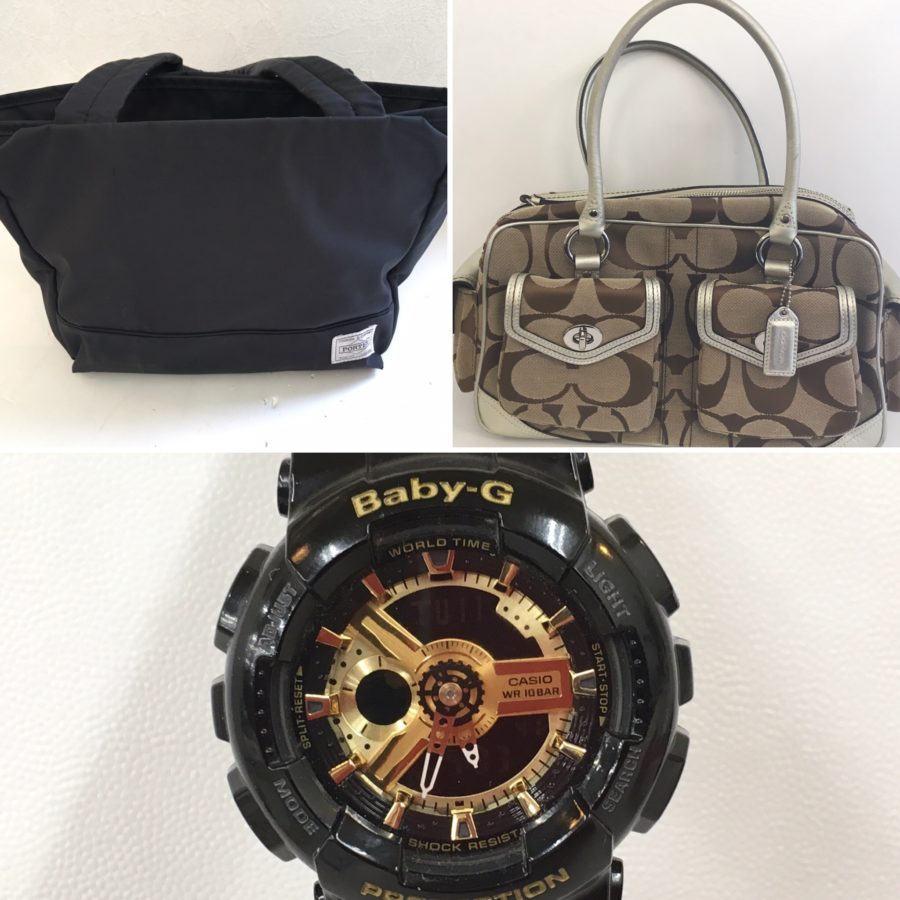 吉田カバンのポーター_COACHのハンドバッグ_CASIOのベビーG売りたい。